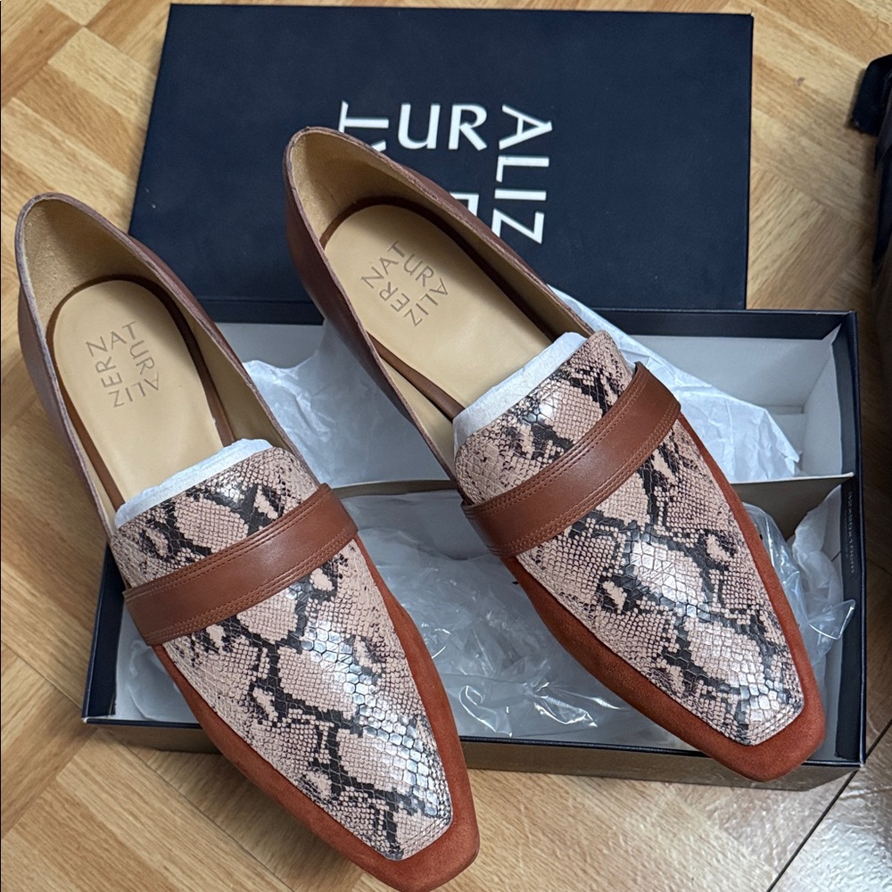 Stuart Weitzman Brown Snake Print Men's Loafers